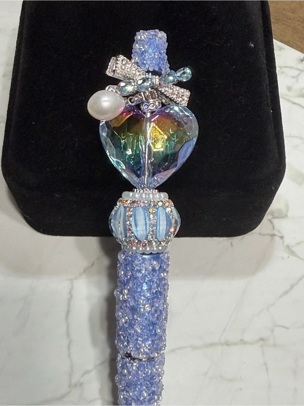 Lavender Crystal Heart Decorative Ballpoint Pen